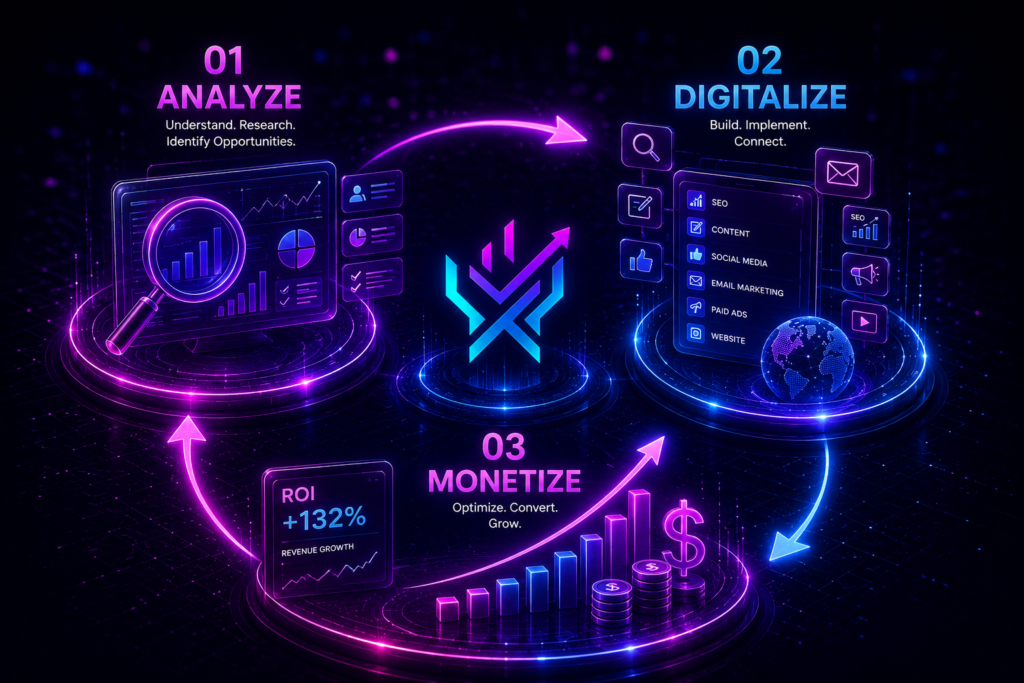 Analyze Digitalize Monetize workflow